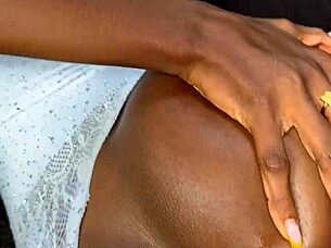 i give this skinny ebony a sloppy blowjob with deepthroat gagging before intense anal fucking and creampie