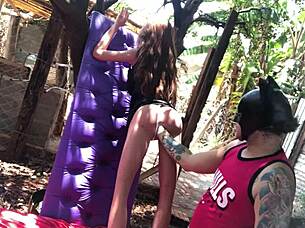 Ruiva peituda engages in intense anal play with sex toy before taking cumshot in mouth