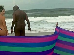 I love the thrill of watching interracial creampie action with swingers on the nude beach in this free sample