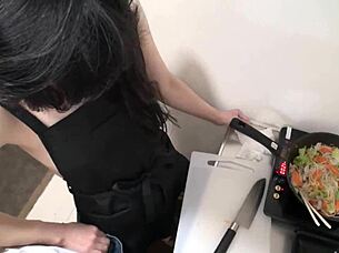 naked apron japanese mature gets creampie