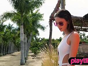 Slender Belgian Milf Strips Down Revealing Petite Body and Hairy Pussy