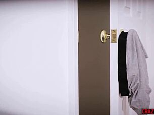 Creepy voyeur watches petite young girlfriend in intense interracial raw sex with black friend.