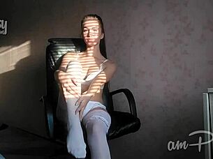 Masturbation of Slim Amateur Teen 18+ Girl in Lingerie with Shaved Pussy