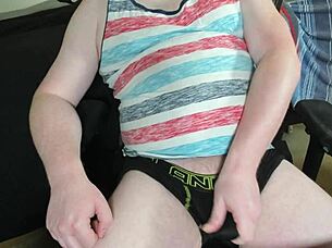 Redhead hunk's slippery solo masturbation show with close-up lubed cock action.