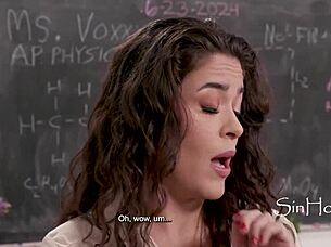 In the classroom, the curly-haired Latina teacher finally gives in to her student's advances and offers up her big ass for intense anal fucking.