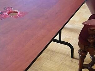 I feel intense pleasure stomping cum out of that throbbing cock under desk