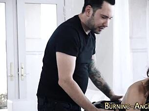 submissive goth girl gets deepthroat fucked hard in domination scene