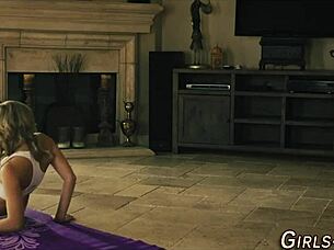 Oh, this teen beauty is licking that box so passionately in our hot threesome!