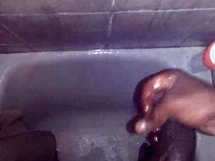 i love jerking my big black cock in the shower until i cum hard everywhere