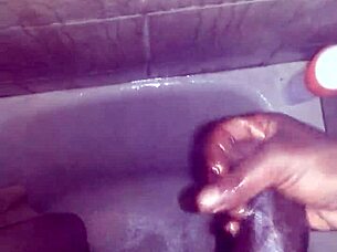 i love jerking my big black cock in the shower until i cum hard everywhere