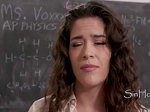In the classroom, the curly-haired Latina teacher finally gives in to her student's advances and offers up her big ass for intense anal fucking.