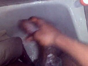 i love jerking my big black cock in the shower until i cum hard everywhere