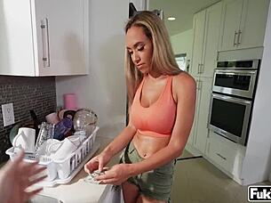 Briana banderas all naked as sexy maid cleans then rides cowgirl hardcore
