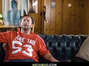 Hey, check out how horny Jessica takes control over the older guy in fishnets blowjob and fucking fun