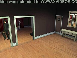 cheating wife bent over missionary fucked by coworker with small cock condom creampie while husband hidden