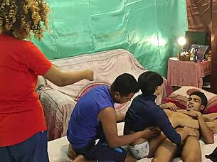 Very beautiful teen 18+ girls fucked romantically in foursome group sex