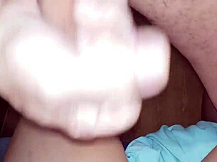 Curious husband kisses wife with friend's cum in her mouth after facial