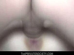 Asian beauty scores two massive cumloads in hot threesome