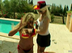 German Group Outdoor Gangbang with Blonde Milfs Banging in Public Orgy