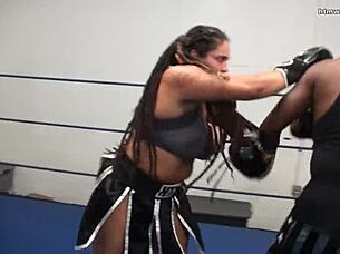 Male faces female in mixed boxing spar with fiesty feminista