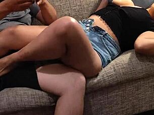 wife gets seduced into hot foreplay that escalates to riding cowgirl sex with big tits bouncing