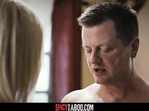 Hardcore Teen Blonde Blowjob and Fucking in Steamy Three-Way Group Sex