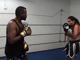 Male faces female in mixed boxing spar with fiesty feminista
