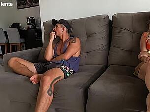 This naughty married blonde milf does everything behind her husband's back, getting caught in wild swinger group fuck with huge cock.