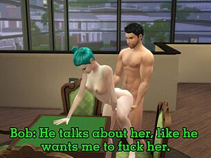 cheating wife bent over missionary fucked by coworker with small cock condom creampie while husband hidden