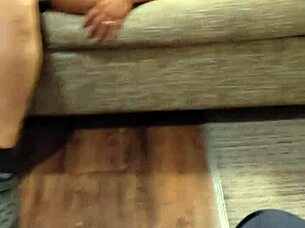 wife gets seduced into hot foreplay that escalates to riding cowgirl sex with big tits bouncing