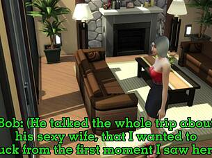 cheating wife bent over missionary fucked by coworker with small cock condom creampie while husband hidden