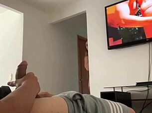 Horny Blonde Masturbating Solo In Living Room