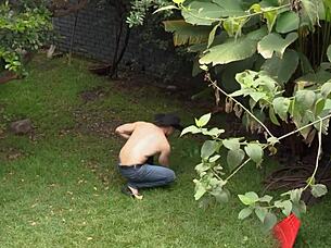 uh, this muscular gardener got hired by the brunette milf and did some special jobs for her - kataleya gil & lian grey