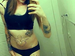 hot tranny in satin lingerie touches her small cock and clit seductively