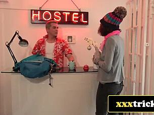 brazilian babe and french fox team up on that creepy landlord's dick