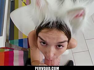 stepdads kinky concession to cosplay cravings leads to petite teen blowjob and fucking