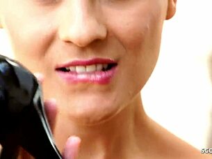 why not try a naughty pov footjob from skinny german model in fishnets?