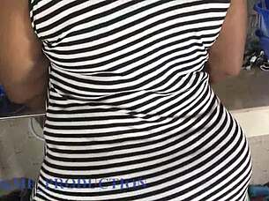 Boldly pounding curvy wife's big ass in quick doggystyle session