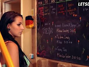 Whoa, Big Tits Brunette Jolee Love Craves Anal with Stranger at Horny Hostel!