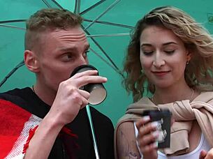 Blonde beauty Iris Kiss Kiss enjoys passionate anal creampie after romantic walk outdoors