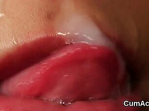 Nasty Babe Swallows Massive Cum Load After Intense Sucking
