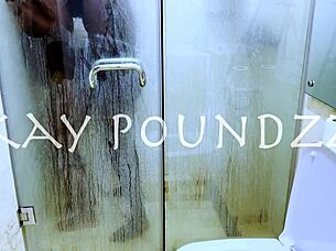 A couple enjoys passionate doggystyle fucking in the shower with big ass and monster cock action