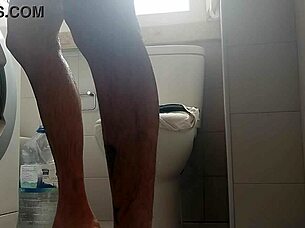 This guy was shaving his monster cock when he suddenly spit out a ton of milk everywhere