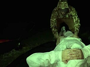 dirty wife enjoys outdoor pussy licking and riding cock during camping adventure