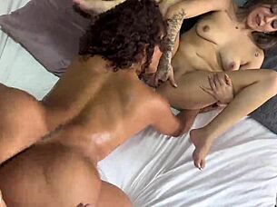 These HORNY LATINAS dive into their FIRST TIME threesome with BIG TITS fingering and passionate group fucking at the party