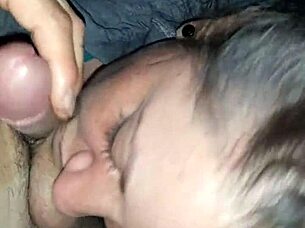 White milf eagerly bobs on that slim cock.