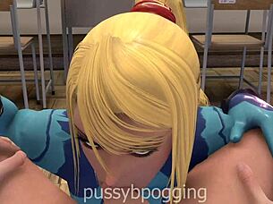 Samus Gets Cum Blowjob And Facial Cumshot