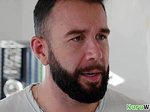 sexy blonde teen 18+ masseuse anna claire clouds explains nuru massage to client will pounder with shaved pussy close up