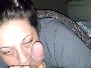 White milf eagerly bobs on that slim cock.