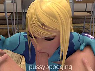 Samus Gets Cum Blowjob And Facial Cumshot